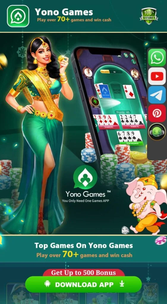 Yono Rummy Interface showing winning cards
